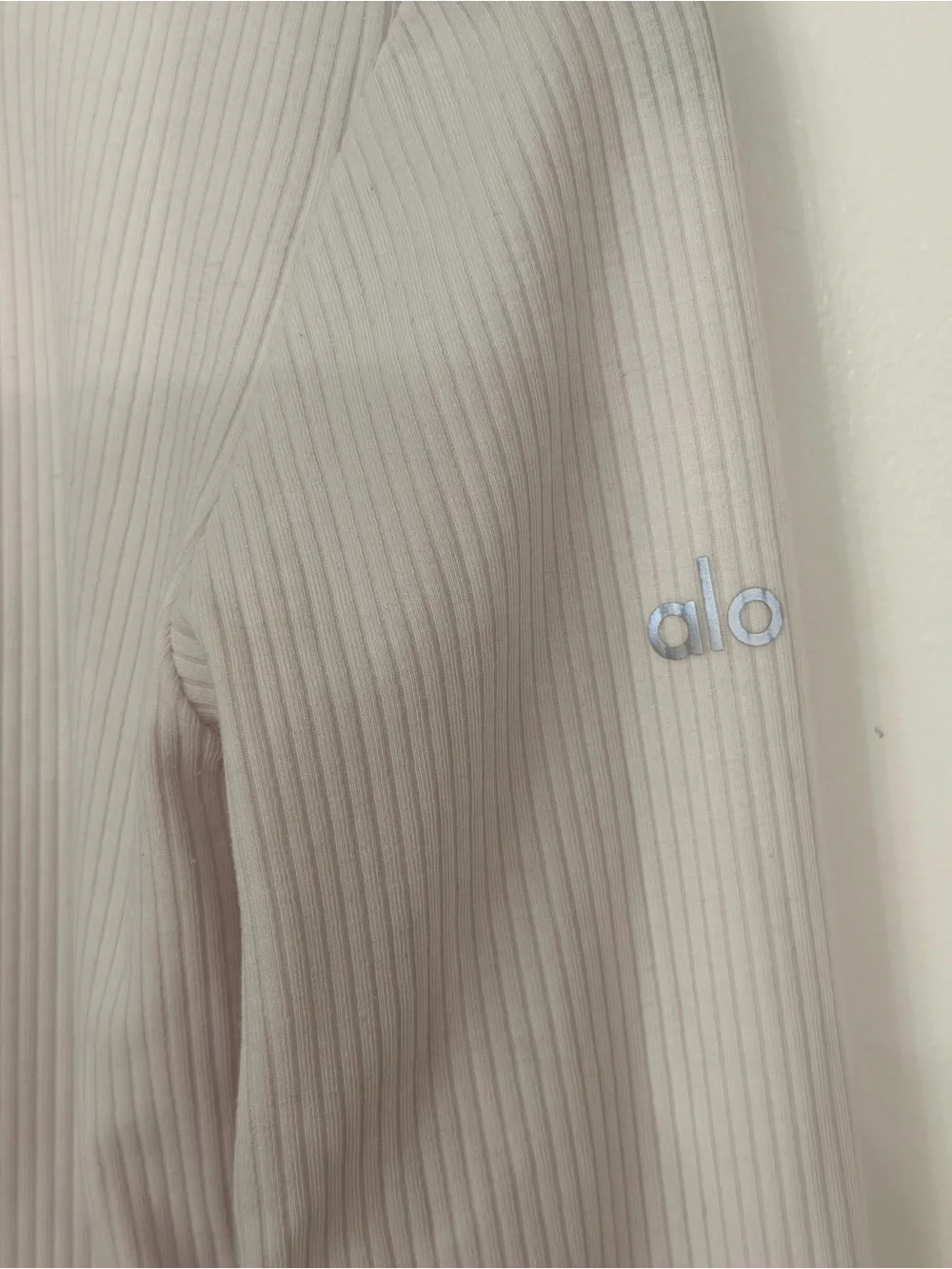 ALO Yoga Wellness Ribbed Mock Neck Long Sleeve Top White Size XXS/XS